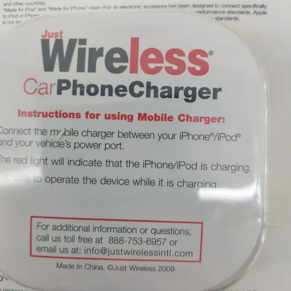 Just Wireless Car Charger for iPhone 3GS, 3G, iphone Black iPod Touch 1st 2nd